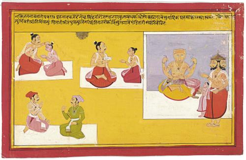 Illustration to Bhaktiratnavali, Narasimha Slaying the Titan King Hiranyakashipu