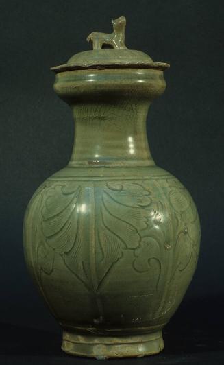 Vase with Lid, Incised Floral Decoration