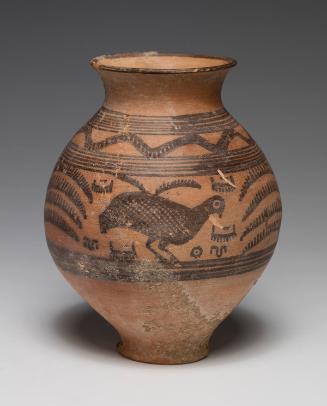 Vertical Pot with Alternating Motifs of Tree and Bird