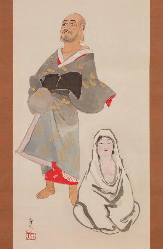 Daruma (Patriarch of Zen Buddhism) and Courtesan Exchanging Clothes