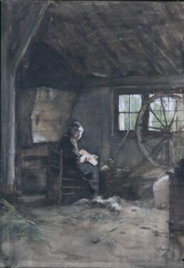 Old Woman Spinning