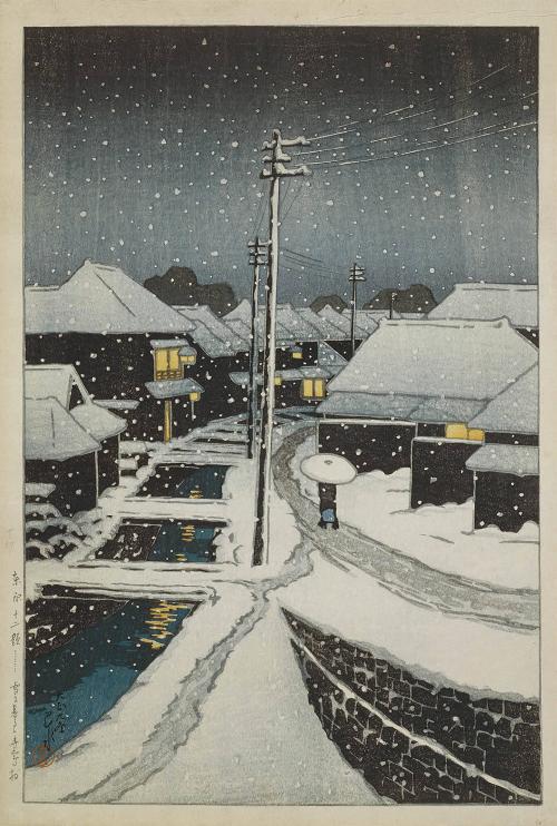 Nightfall in Snow at Terashima Village
