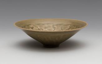 Conical Bowl with Molded Floral Decoration