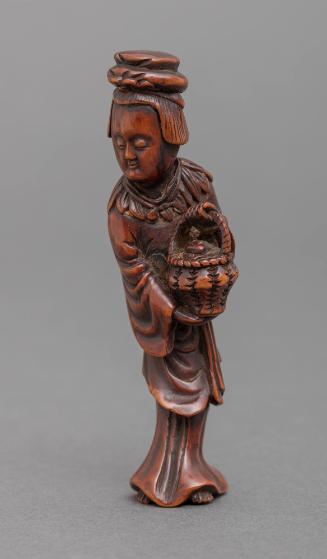 Netsuke: Queen Mother of the West (Seiōbo) with Basket of Peaches