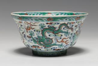 Foliated Bowl with Dragons and Phoenix Design