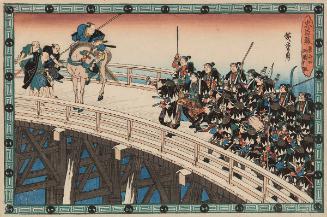 Act XI: After the Night Raid: The rōnin crossing the bridge to bring Moronao’s head to Hangan’s grave
