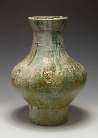 Jar in the Shape of an Archaic Bronze Vessel Hu with Impressed Decorations
