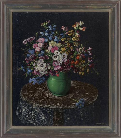 Still Life with Flowers, Uruguayan Lace Tablecloth