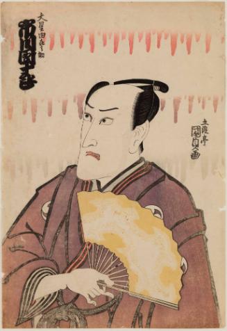 Actor Ichikawa Danjūrō VII (1791-1859) as Yuranosuke, Leader of the 47 Rōnin in Act VII, from a series of the 1816 production of Kanadehon Chūshingura