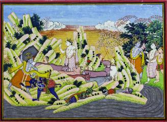 Krishna Slaying the Demons and Rescuing Cows as Balarama Watches