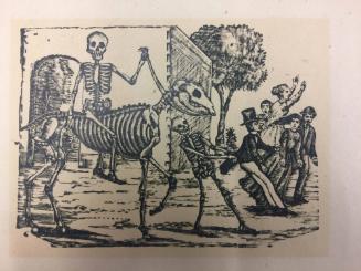 Untitled (Skeleton riding a skeleton horse)