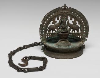 Hanging Temple Lamp with Gajalakshmi