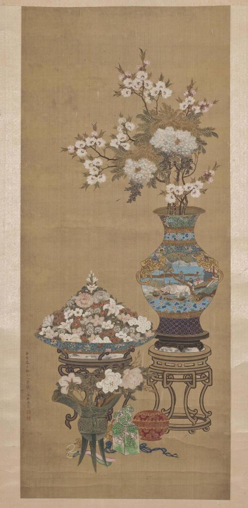 Spring Flower in Cloisonné and Bronze Vessels, “Presenting the New Year”