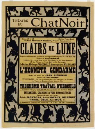 Program for Théâtre du Chat Noir Shadow Play, "Clairs de Lune"