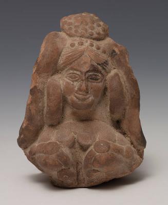 Fragment of a Female Figure with Lotus Vine Around Breasts and Hair, Lotus-seedpod Headdress