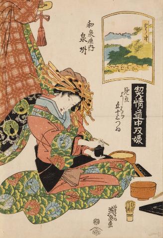 Courtesan Senshū of Izumiya House Preparing Tea Matched with Shōno Station