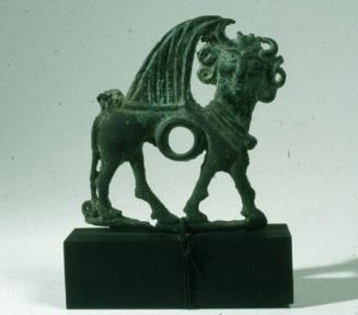 Horse bit cheekpiece in the form of a human headed bull