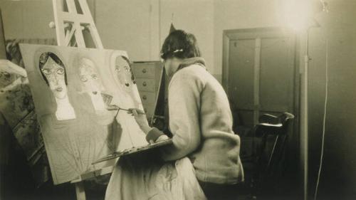 Renee Perle Painting in Lartigue's Studio