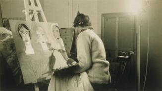 Renee Perle Painting in Lartigue's Studio