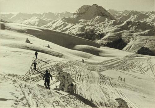 Untitled (Alpine Scene with Skiers)