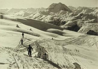 Untitled (Alpine Scene with Skiers)