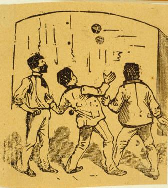 Untitled (Three men staring at a wall(?))
