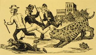 Untitled (Wild cat chasing three men)