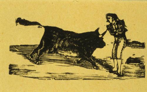 Untitled (Bull charging a matador)