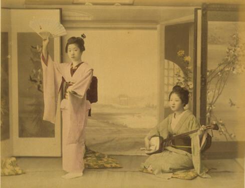 Untitled (A Woman with a Fan and a Woman playing a Stringed Instrument)