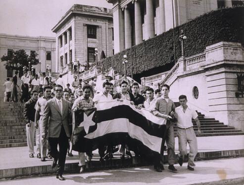 Untitled (Protesters with Cuban Flag)