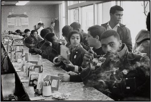 Sit-In by SNCC Staff and Supporters at a Toddle House: Taylor Washington, Joyce Ladner, Judy Richardson, George Green and Charles Neblett, Atlanta, Georgia