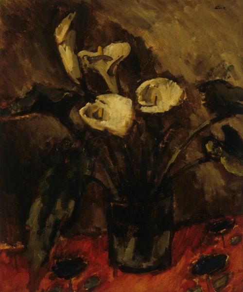 Lilies on a Red Ground