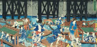 Fireworks in the Cool of the Summer Evening at Ryōgoku Bridge