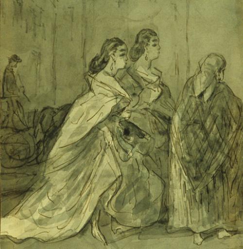 Three Women of Fashion in a Paris Street (Trois Elegantes dans une rue de Paris)