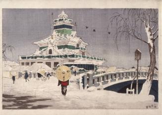 Kaiun Bridge and First National Bank in the Snow (Kaiunbashi Daiichi ginkō setchū)