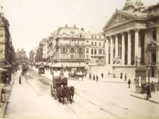 a: Boulevard Anspach, Brussels  b: Chaire de l'Eglise Ste Gudule, Brussels