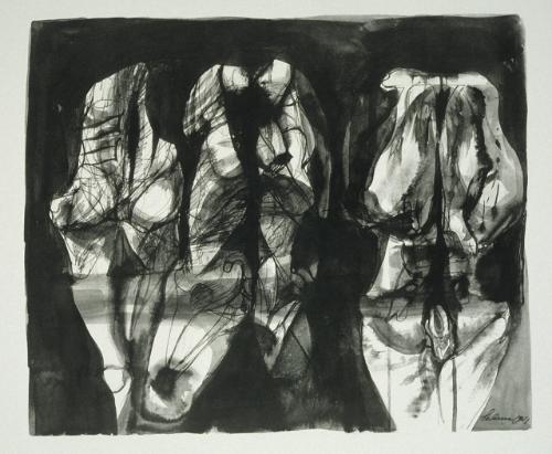 Three Figures Reflected in the Frozen Mire