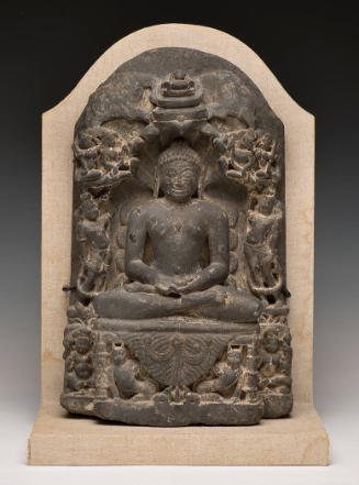 Temple Stele with Jina Parshvanatha on a Lion Throne