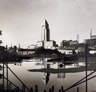Los Angeles City Hall Reflected in the Foundation of Union Station
