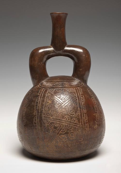 Blackware stirrup spout vessel