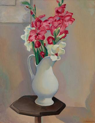 Gladioli in White Pitcher