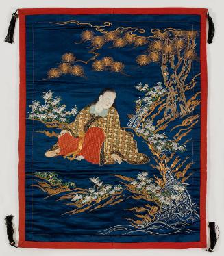 Fukusa (Gift Cloth): Kikujido Beside a Waterfall and Rushing Stream