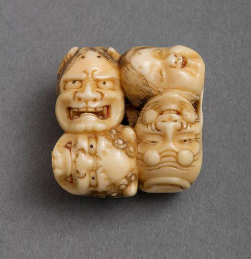 Netsuke: Cluster of Seven Masks