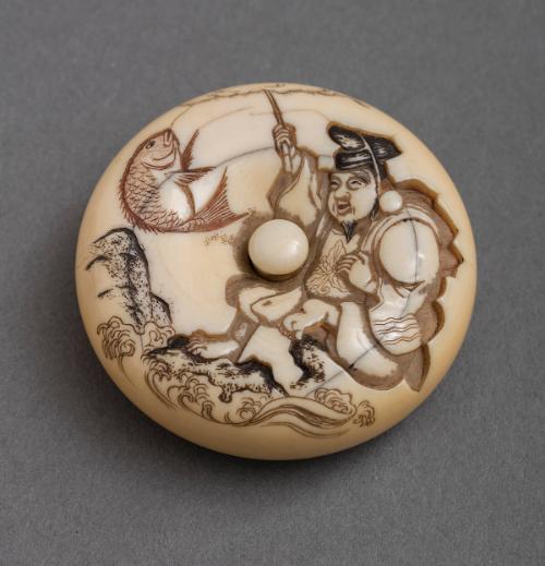 Manju Netsuke: Ebisu with Fish