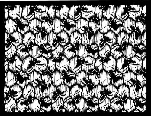 Ikat-style Butterflies on a Hexagonal Lattice