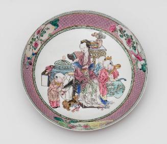 Pair of Plates with Woman and Children Design
