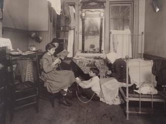New York Tenement Scene with Reflection of the Photographer's Camera