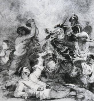 Martyrdom of St. Stephen (recto)/Elephant, Horses and Riders (verso)