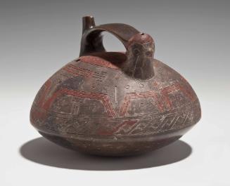 Blackware spout and bridge vessel with bird head