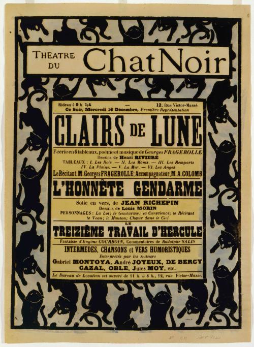 Program for Théâtre du Chat Noir Shadow Play, "Clairs de Lune"